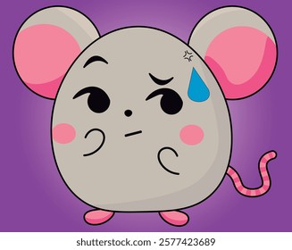 mouse, hamster cartoon, expressions, emotions, cute, emoticon, collection, with drop on forehead, suspicious, frustrated, serious