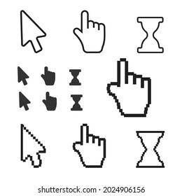 mouse hand arrow. Pixel cursors icons mouse hand arrow