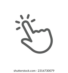 Mouse hand  click line  vector icon set. Cursor clicking outline symbol.