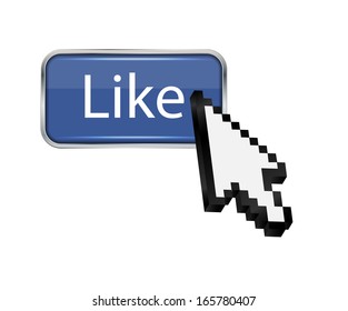 Mouse hand cursor on like button vector illustration