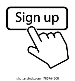 Mouse hand cursor on sign up button