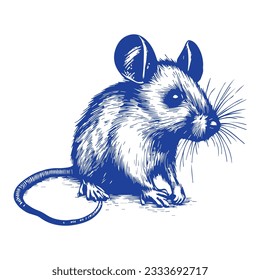 mouse. Hand-drawn engraving style illustration. Vector illustration.