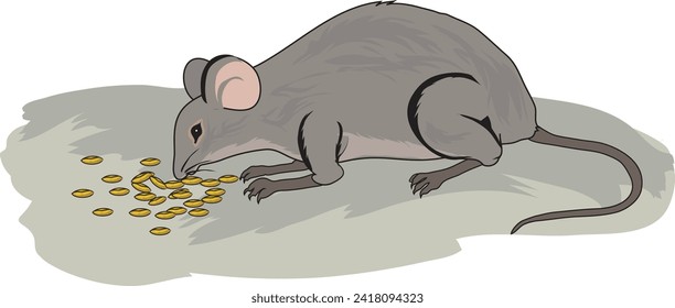 A mouse happily eating nuts svg