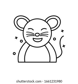Mouse happy icon. Simple line, outline vector Chinese new year icons for ui and ux, website or mobile application