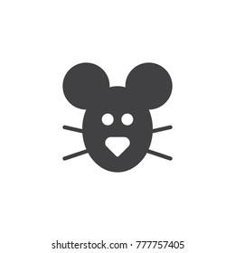 Mouse head animal icon vector, filled flat sign, solid pictogram isolated on white. Symbol, logo illustration.