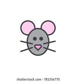 Mouse head filled outline icon, line vector sign, linear colorful pictogram isolated on white. Symbol, logo illustration. Pixel perfect vector graphics