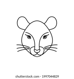 Icono de la cabeza del ratón en estilo de arte de línea aislado en fondo blanco.