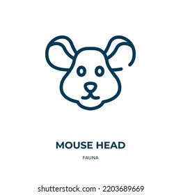 Mouse head icon. Linear vector illustration from fauna collection. Outline mouse head icon vector. Thin line symbol for use on web and mobile apps, logo, print media.