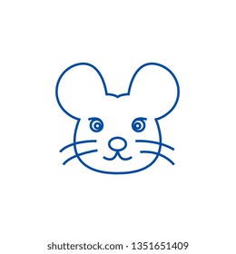 Mouse head line icon concept. Mouse head flat  vector symbol, sign, outline illustration.