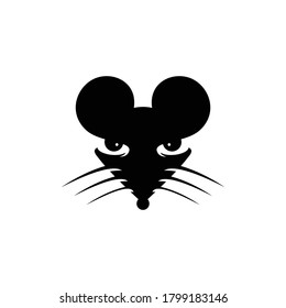 Mouse head mascot icon cartoon with  black and white color