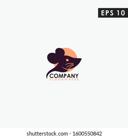 Mouse Head Modern Logo Design Isolated In Shape Colour Vector Illustration