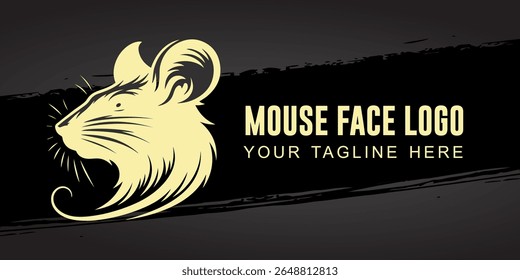 Tatuagem da cabeça do mouse e design do logotipo, ilustração vetorial, ilustração do logotipo do mouse com fundo preto
