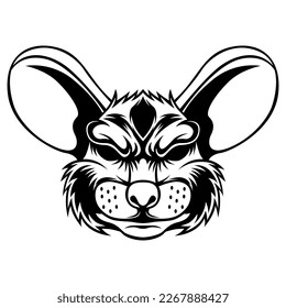 Vector de la cabeza del ratón. Plantilla De Ilustración Del Vector De Diseño Del Logo Del Dibujo Blanco Y Negro Del Ratón