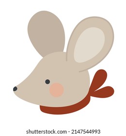 Mouse head vector icon with scarf