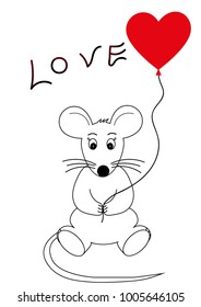 mouse with heart outline vector