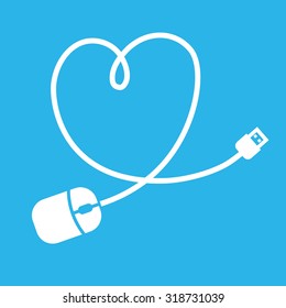 Mouse in heart shape vector art and illustration.