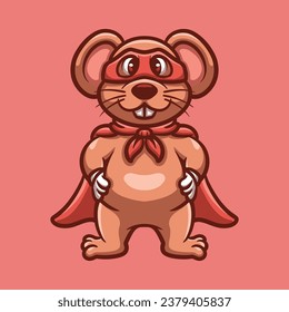 Mouse Hero Creative Cartoon Illustration
