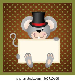 Mouse holding a blank sign background
