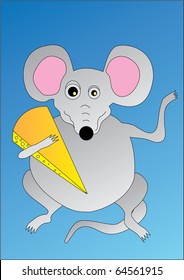 mouse holding cheese illustration