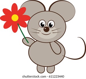 Mouse holding flower