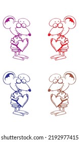 Mouse Holding A Heart Vector illustration
