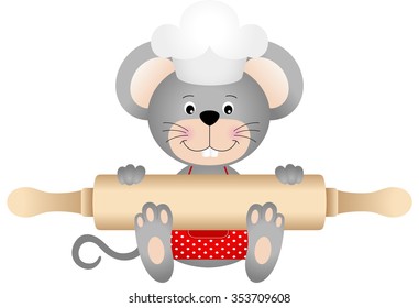 Mouse holding rolling pin
