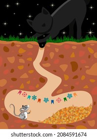 Mouse hole with grain reserves