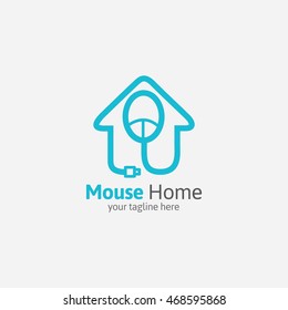 Mouse Home Logo Design Template. Vector Illustration.