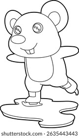 Mouse Ice skating Ice skates Animal Vector Graphic Art Illustration