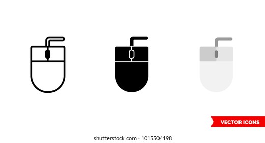 Mouse icon of 3 types: color, black and white, outline. Isolated vector sign symbol.