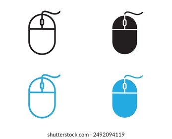 Símbolo de contorno de Vector blanco y negro del icono del ratón
