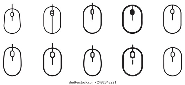 Mouse icon button computer technology arrow outline design.