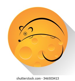 Mouse icon. Cheese icon. Mouse logo.