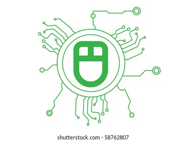 Mouse  Icon Circuit Illustration in Vector