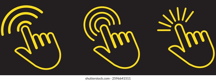 сomputer mouse icon. Clicking cursor, pointing hand clicks icons. Click cursor. Vector Illustration. design eps 10 