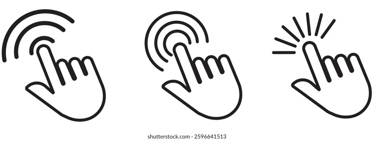 сomputer mouse icon. Clicking cursor, pointing hand clicks icons. Click cursor. Vector Illustration. design eps 10 