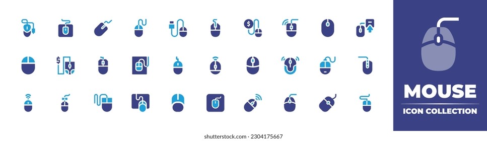 Mouse icon collection. Duotone color. Vector illustration. Containing mouse, computer mouse, wireless mouse. 