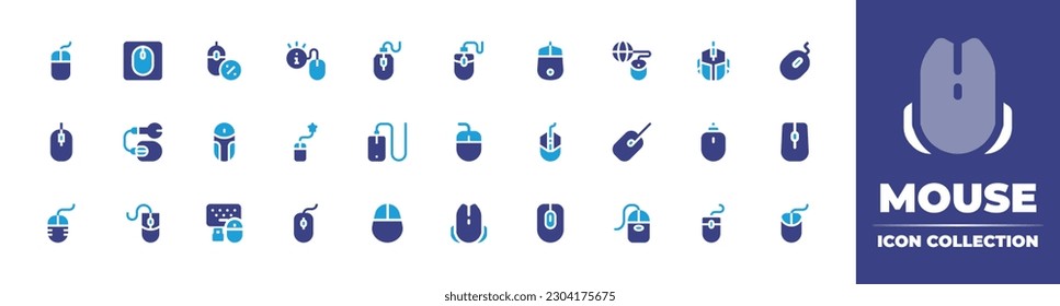 Mouse icon collection. Duotone color. Vector illustration. Containing mouse, discount, info, clicker, computer mouse, keyboard. 