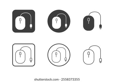 mouse icon design 6 variations. Set electronic hardware icons. Isolated on white background.