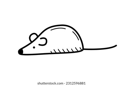 Mouse icon doodle. Vector illustration of a mouse or a toy for a cat. Isolate on white.