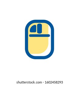 mouse icon filled line style, left click, scroll icon, computer input device, logo and presentation template