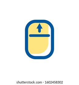 mouse icon filled line style, scroll up, computer input device, logo and presentation template