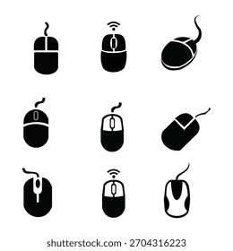 Conjunto de ilustración plana de icono de ratón