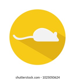 Mouse icon in flat style with long shadow, isolated vector illustration on white transparent background.