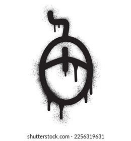 Mouse  icon graffiti with black spray paint. Vector illustration