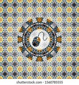 mouse icon inside arabesque badge. arabic decoration.