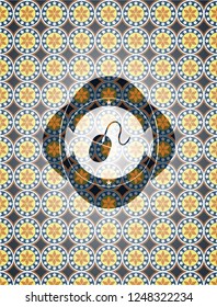 mouse icon inside arabesque style badge. arabic decoration.