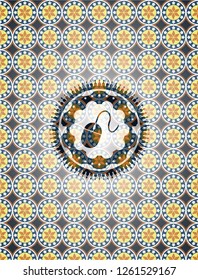 mouse icon inside arabesque style badge. arabic decoration.