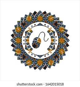 mouse icon inside arabesque style emblem. arabic decoration.