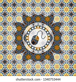 mouse icon inside arabic emblem. Arabesque decoration.